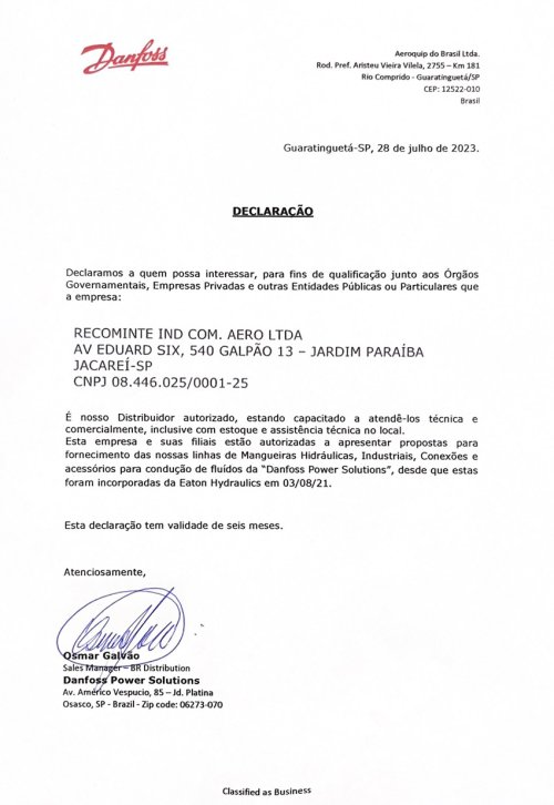 Aeroquip-do-Brasil-Ltda-Declaracao-Danfoss