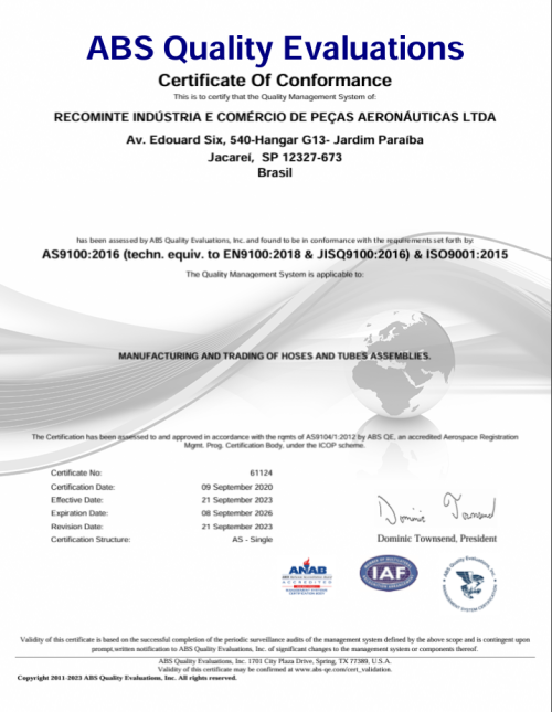 CERTIFICADO ISO 9001 E AS-9100 EMISSÃO 2023